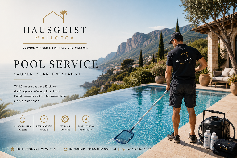 Pool-Service an einer Mallorca-Villa — Hausgeist Mallorca kümmert sich
